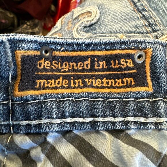 Rock Revival Jeans Mens 34 Blue Rogue Boot Embellished Denim Stretch - Picture 11 of 15